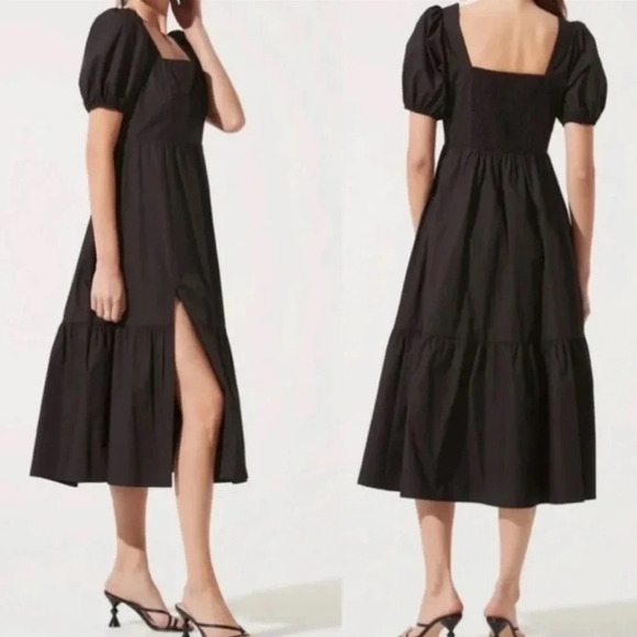 ASTR the Label Black Puff Sleeve Poplin Midi Dress - Picture 3 of 6